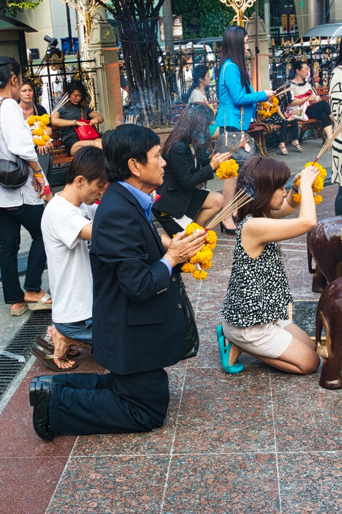 Prayers and Joss Sticks, Erawan Shrine, Bangkok, TH