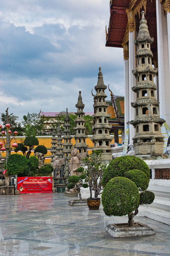 Pagodas and Bonsai, Wat Suthat, Bangkok, TH