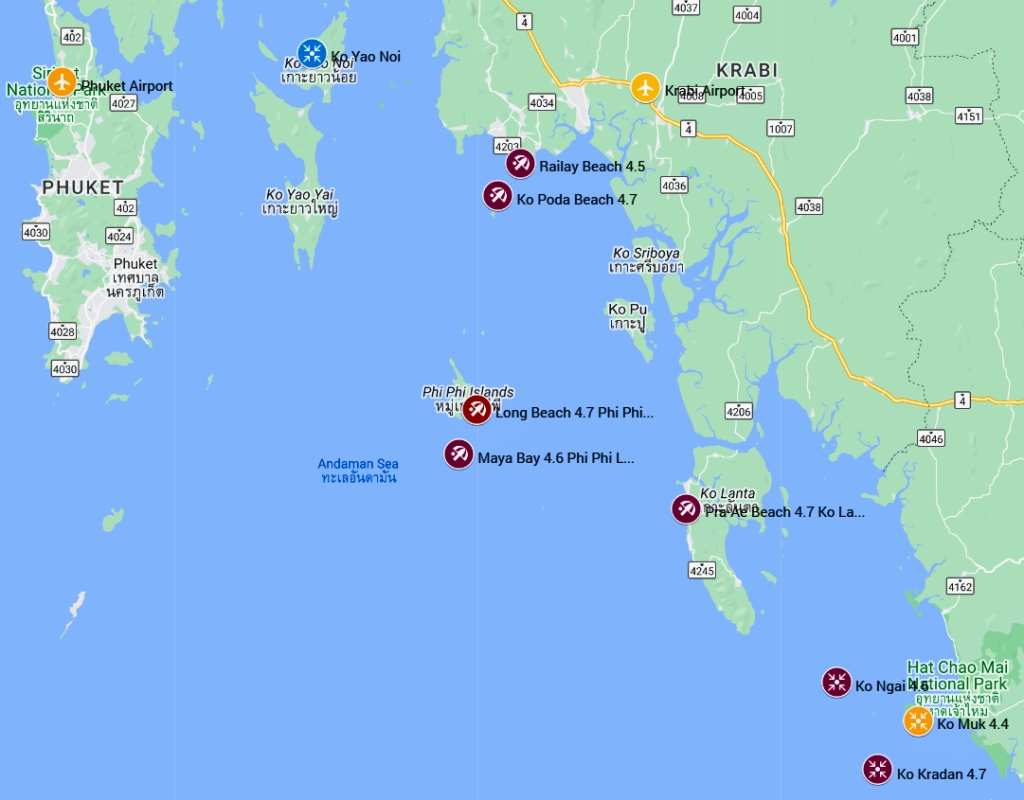 TH Islands Map Krabi
