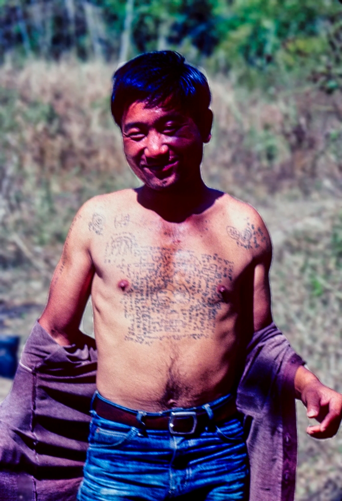 Guide Pinan with Chest Tattoos, Hill Tribe Trek, TH, 48-14
