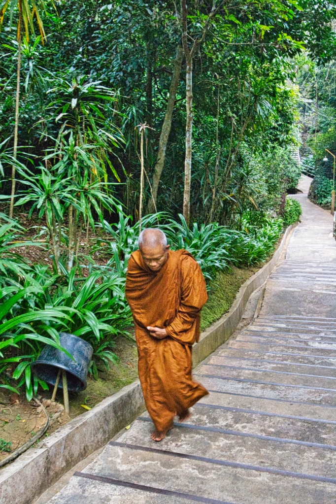 Monk Climbing to Wat Tham Pha Plong, Chiang Dao
