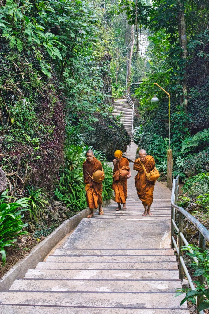 Monks Climbing to Wat Tham Pha Plong, Chiang Dao